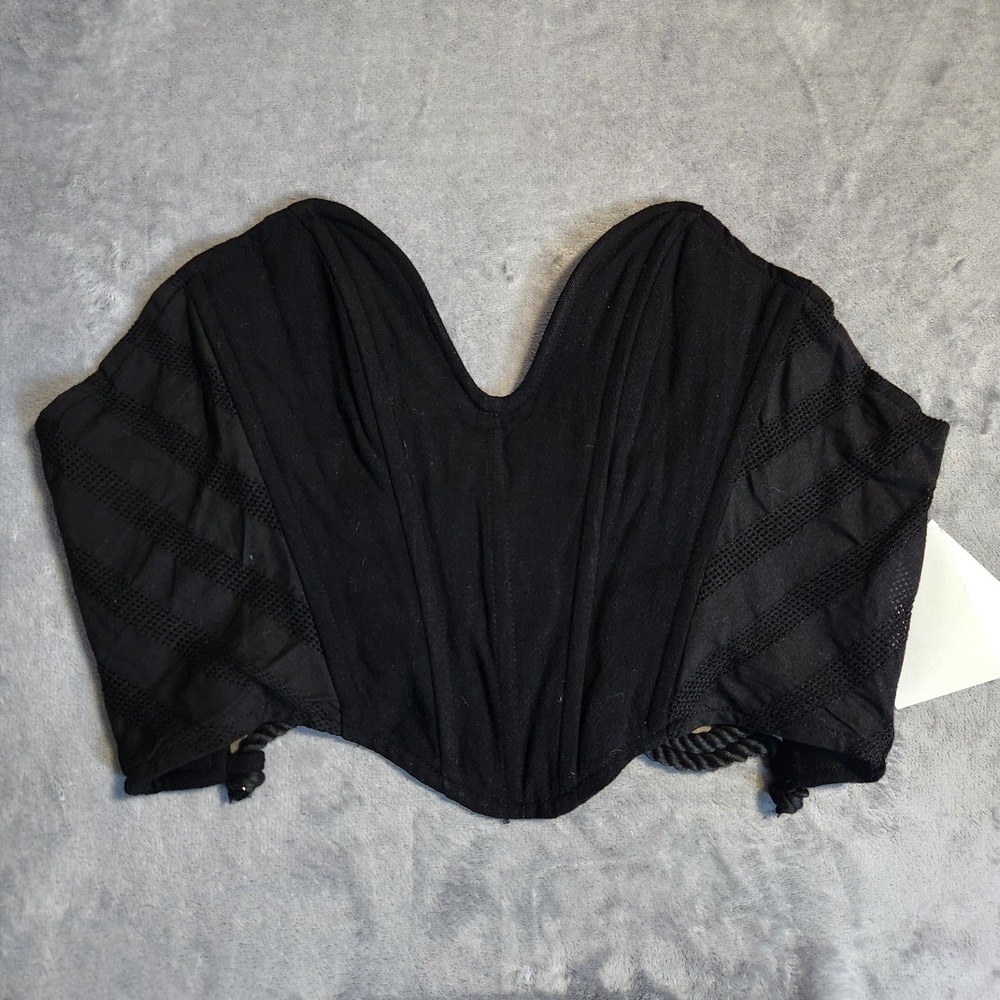 New JLUXLABEL Black Rosalia Corset Top NWT Sexy Rope Lace Up Bustier Small Linen